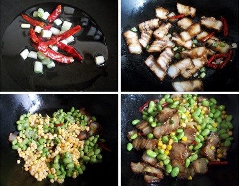 青豆玉米炒臘肉的做法圖文步驟
