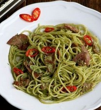 培根蒜味青醬意面的做法 培根蒜味青醬意面的做法