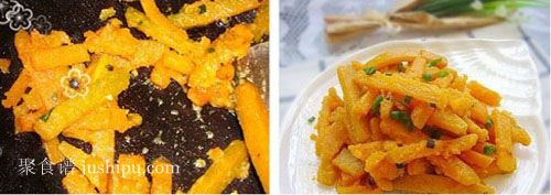 橙黃色的誘惑 咸鴨蛋黃炒南瓜的做法 m.sk010.cn