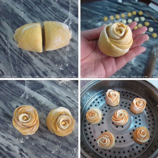 雙色玫瑰饅頭的做法 m.sk010.cn