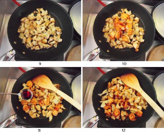 鳳尾蝦干煸菜花的做法 m.sk010.cn