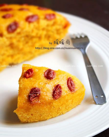 南瓜枸杞子發(fā)糕的做法 m.sk010.cn
