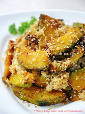 家常菜南瓜蟹肉松的做法 家常菜南瓜蟹肉松的做法