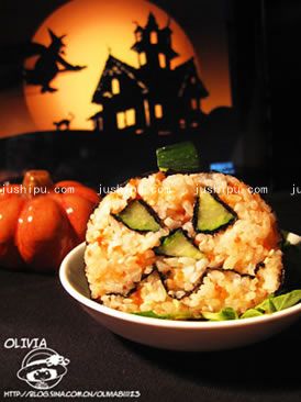 南瓜燈魚子醬壽司的做法 南瓜燈魚子醬壽司的做法