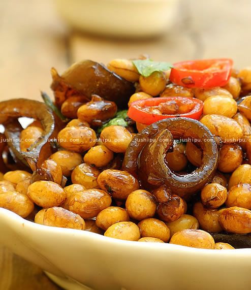 醬肉皮炒黃豆的做法 m.sk010.cn